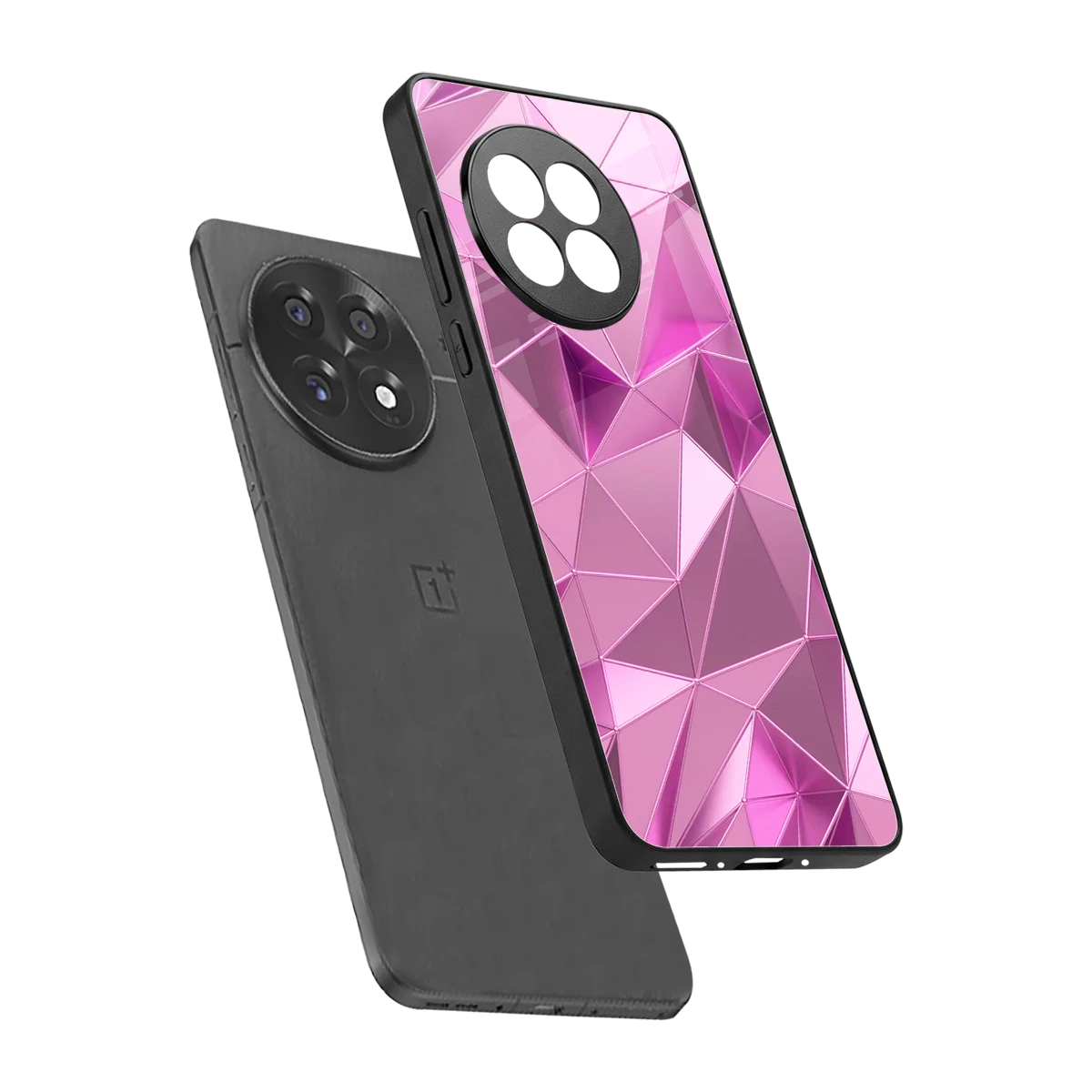 Blush Mosaic sleek oneplus 13r cover with tempered glass back and TPU edges