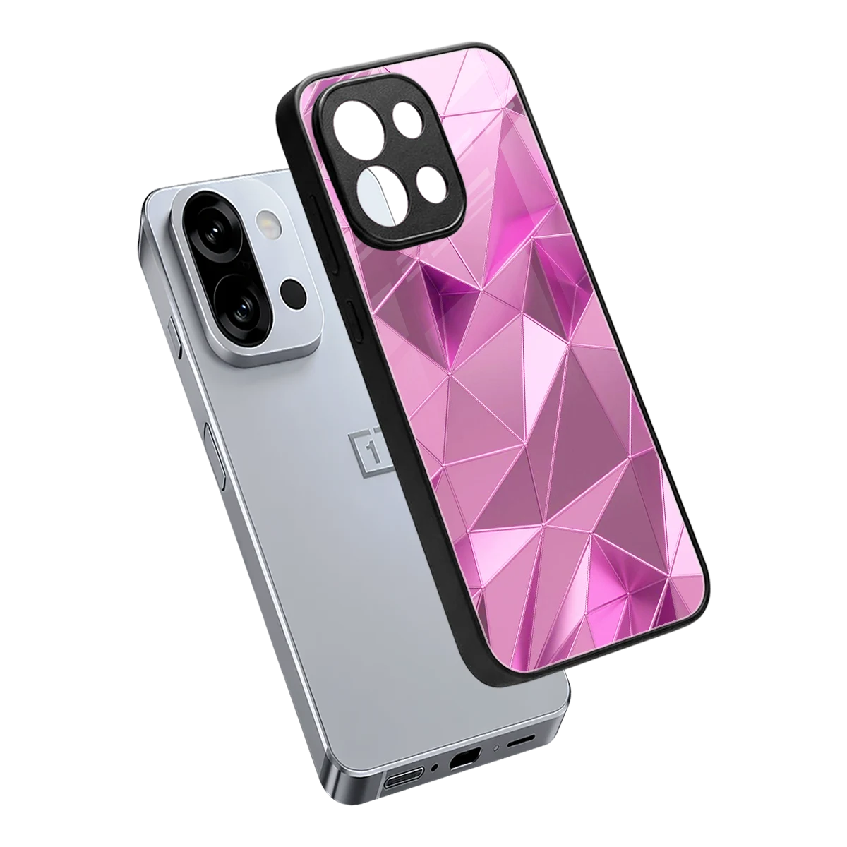 Blush Mosaic sleek oneplus 13s cover with tempered glass back and TPU edges
