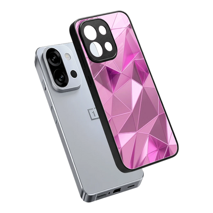 Blush Mosaic sleek oneplus 13s cover with tempered glass back and TPU edges