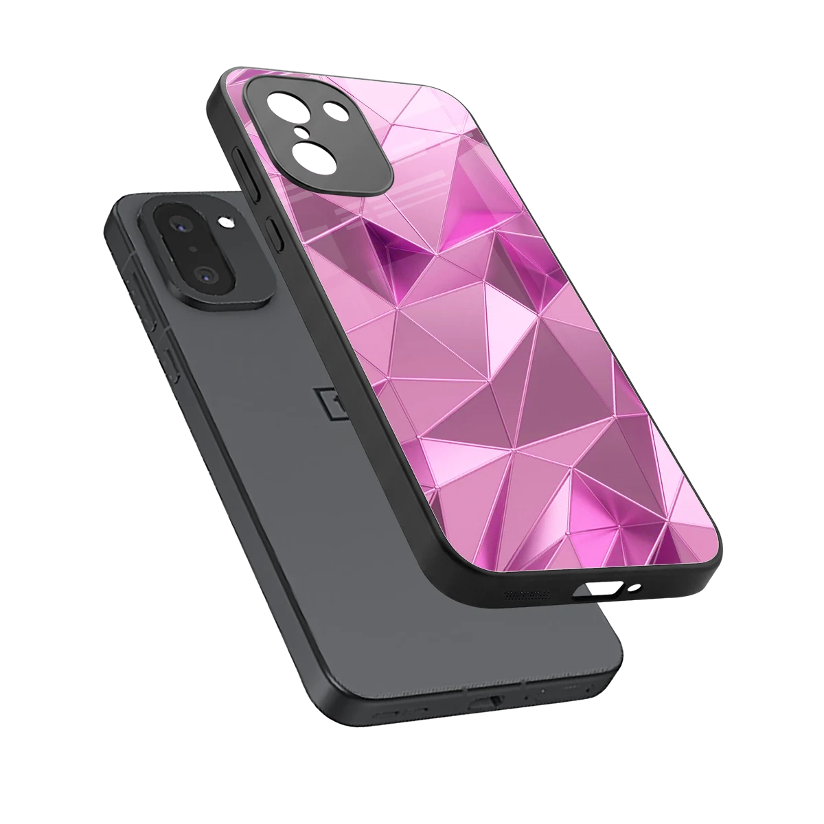 Blush Mosaic sleek oneplus 15r cover with tempered glass back and TPU edges