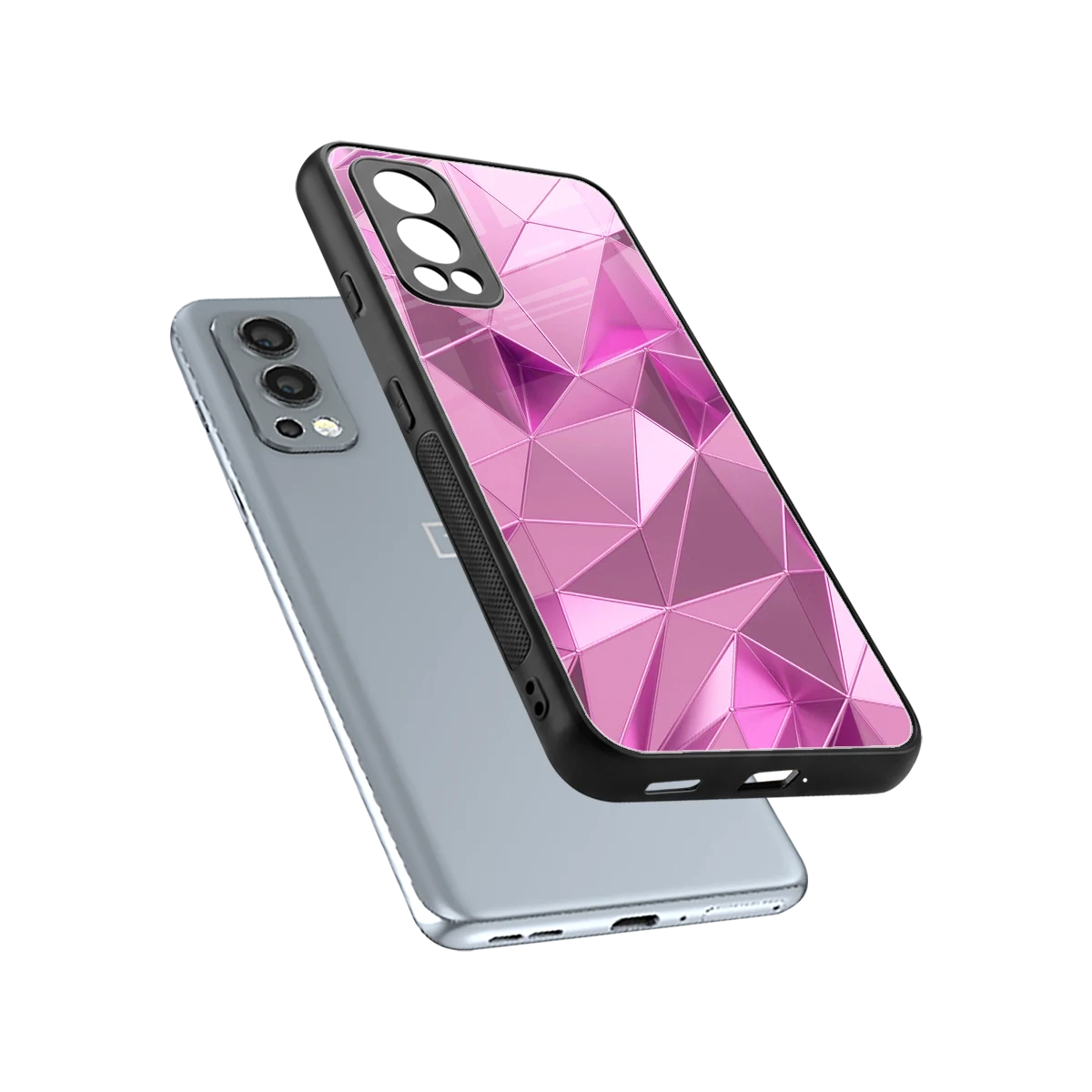 Blush Mosaic sleek oneplus nord 2 cover with tempered glass back and TPU edges