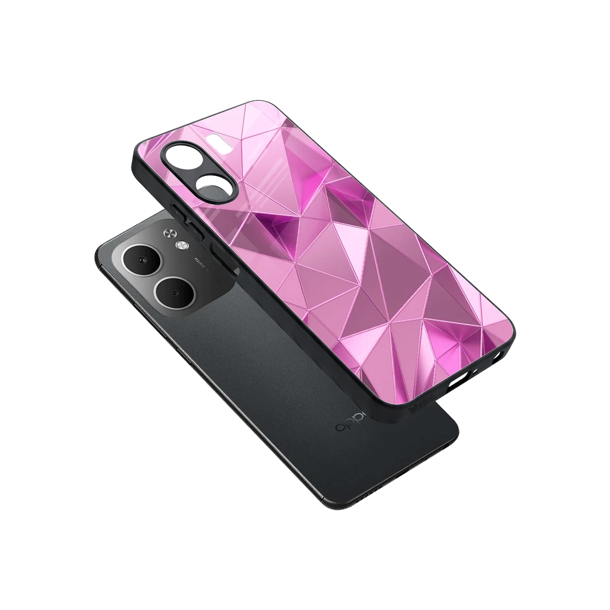 Blush Mosaic sleek oppo a5x 5g cover with tempered glass back and TPU edges
