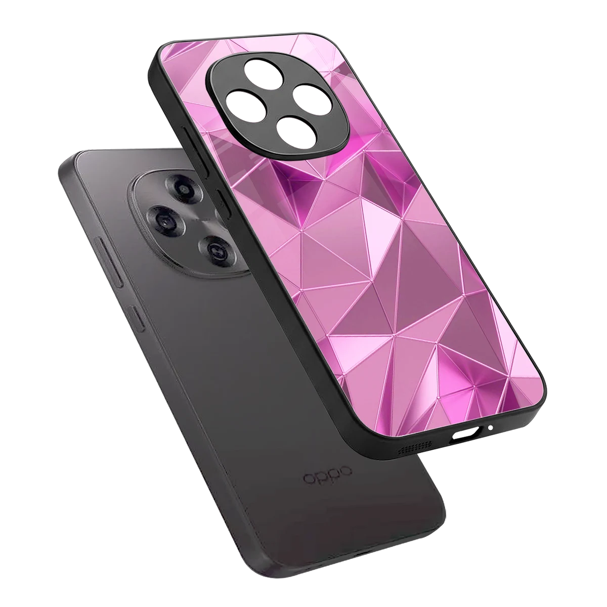 Blush Mosaic sleek oppo f31 pro 5g cover with tempered glass back and TPU edges
