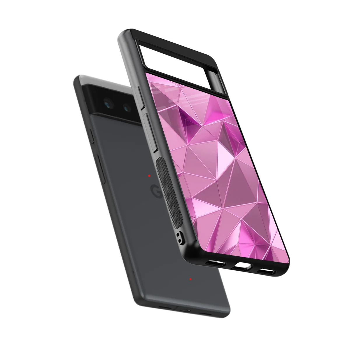 Blush Mosaic sleek google pixel 6a cover with tempered glass back and TPU edges