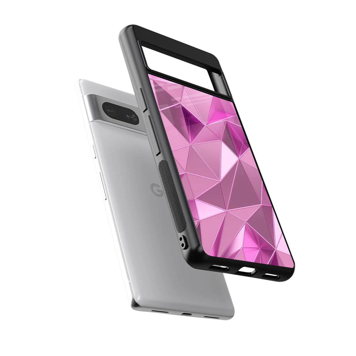 Blush Mosaic sleek google pixel 7 cover with tempered glass back and TPU edges