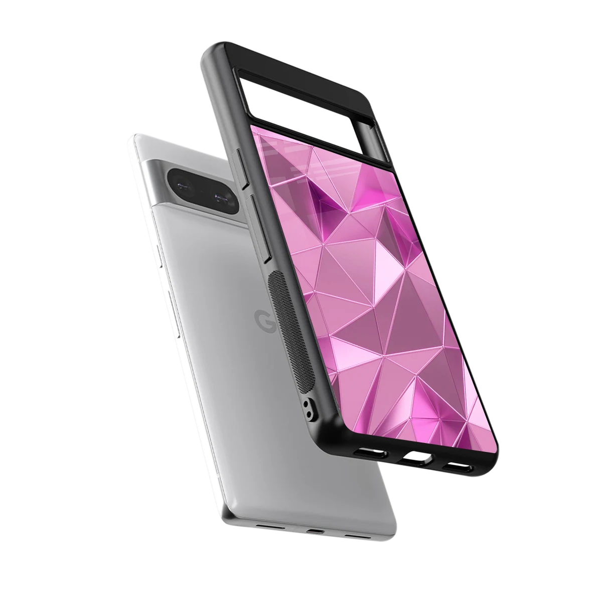 Blush Mosaic sleek google pixel 8 cover with tempered glass back and TPU edges
