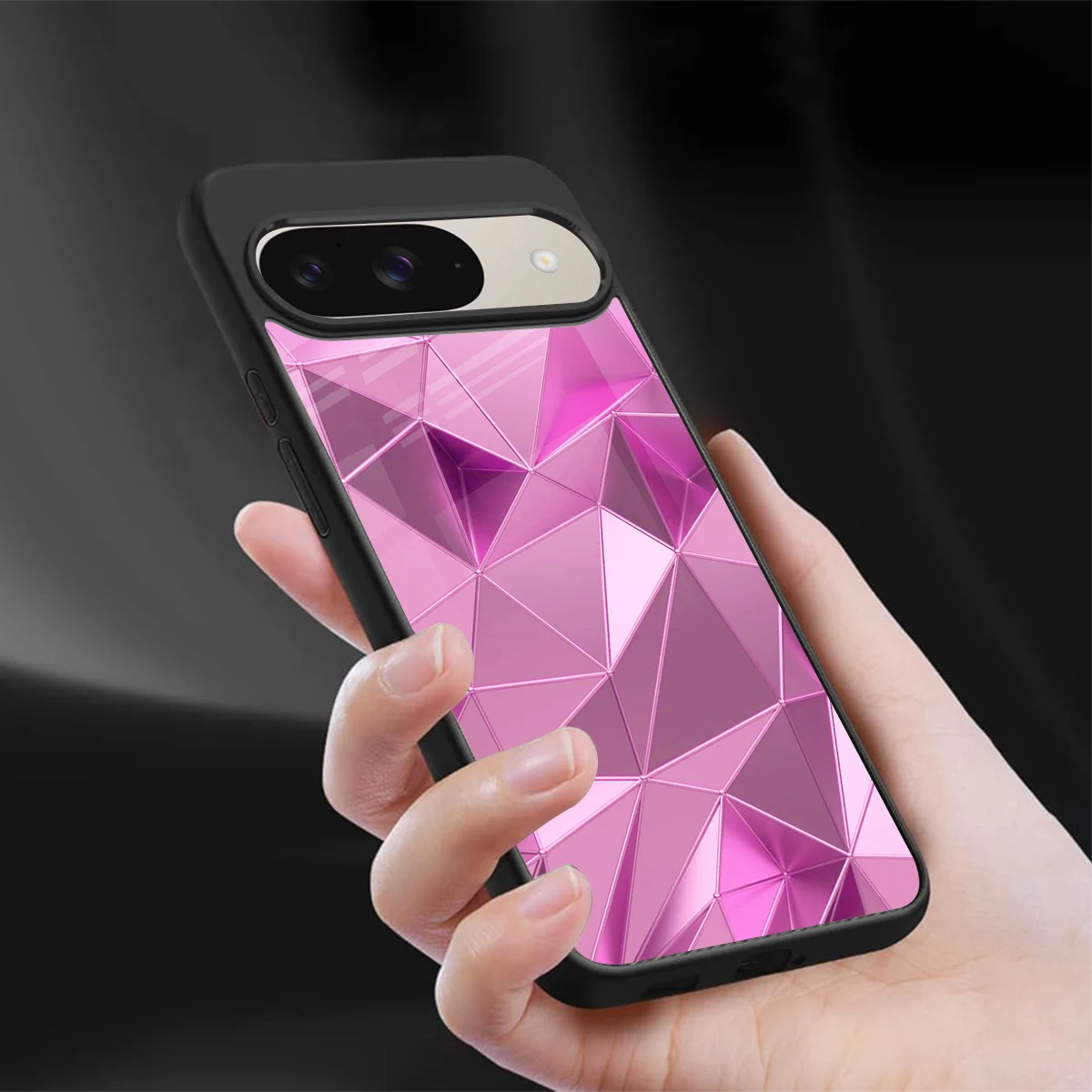 Blush Mosaic sleek google pixel 9 cover with tempered glass back and TPU edges