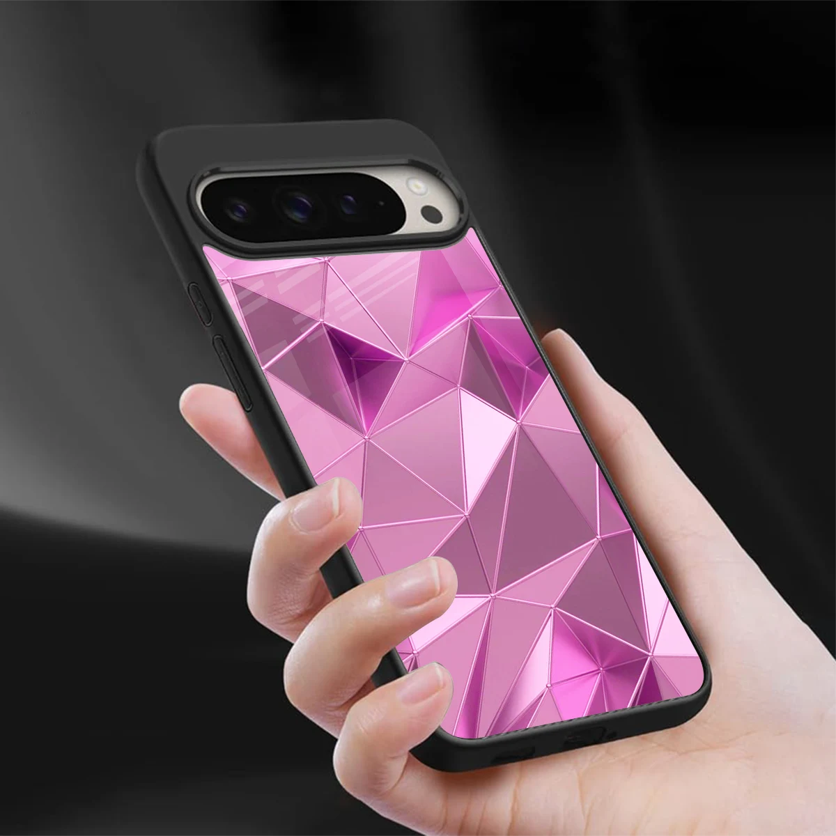 Blush Mosaic sleek google pixel 9 pro xl cover with tempered glass back and TPU edges