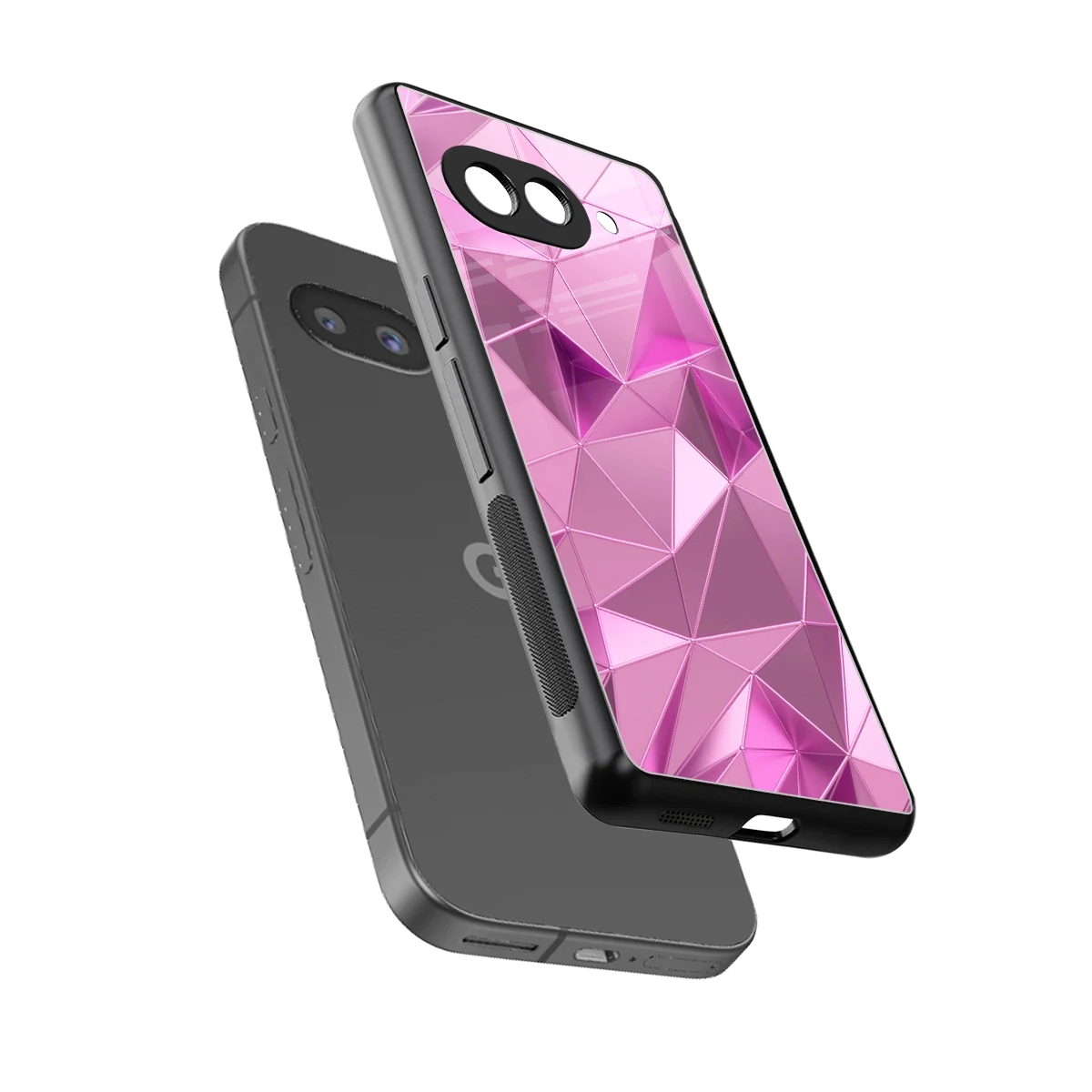 Blush Mosaic sleek google pixel 10a cover with tempered glass back and TPU edges