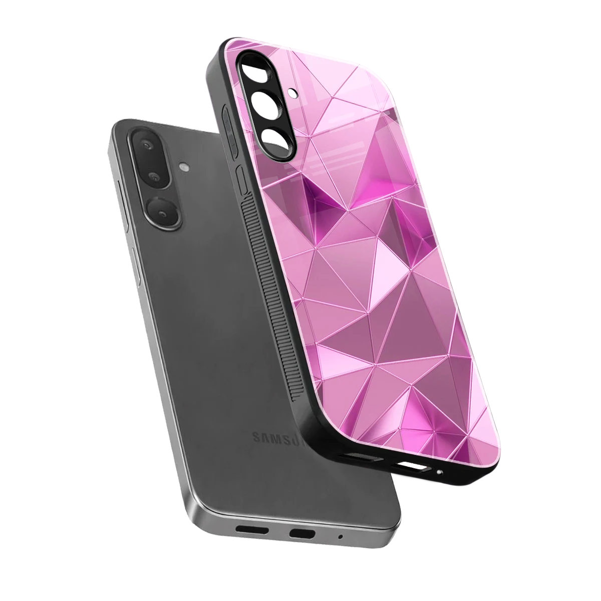 Blush Mosaic sleek samsung galaxy m56 5g cover with tempered glass back and TPU edges