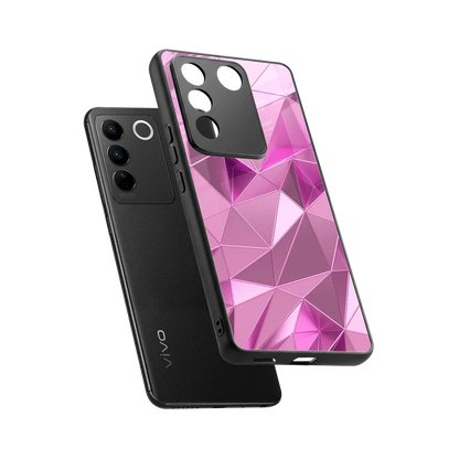 Blush Mosaic sleek vivo v27 5g cover with tempered glass back and TPU edges