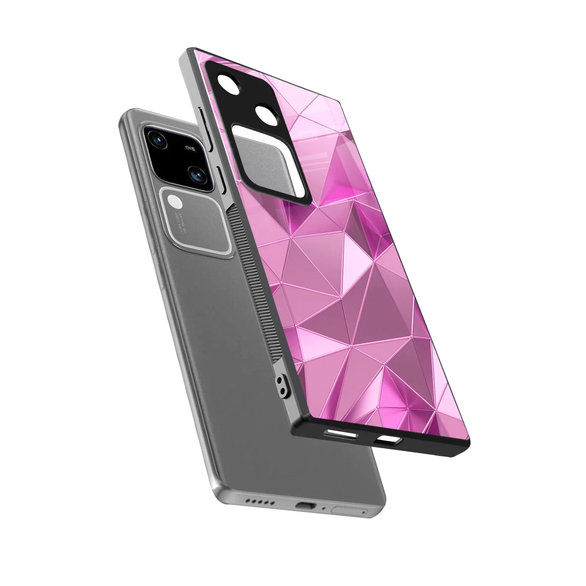 Blush Mosaic sleek vivo v30 cover with tempered glass back and TPU edges