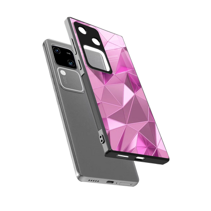 Blush Mosaic sleek vivo v30 cover with tempered glass back and TPU edges