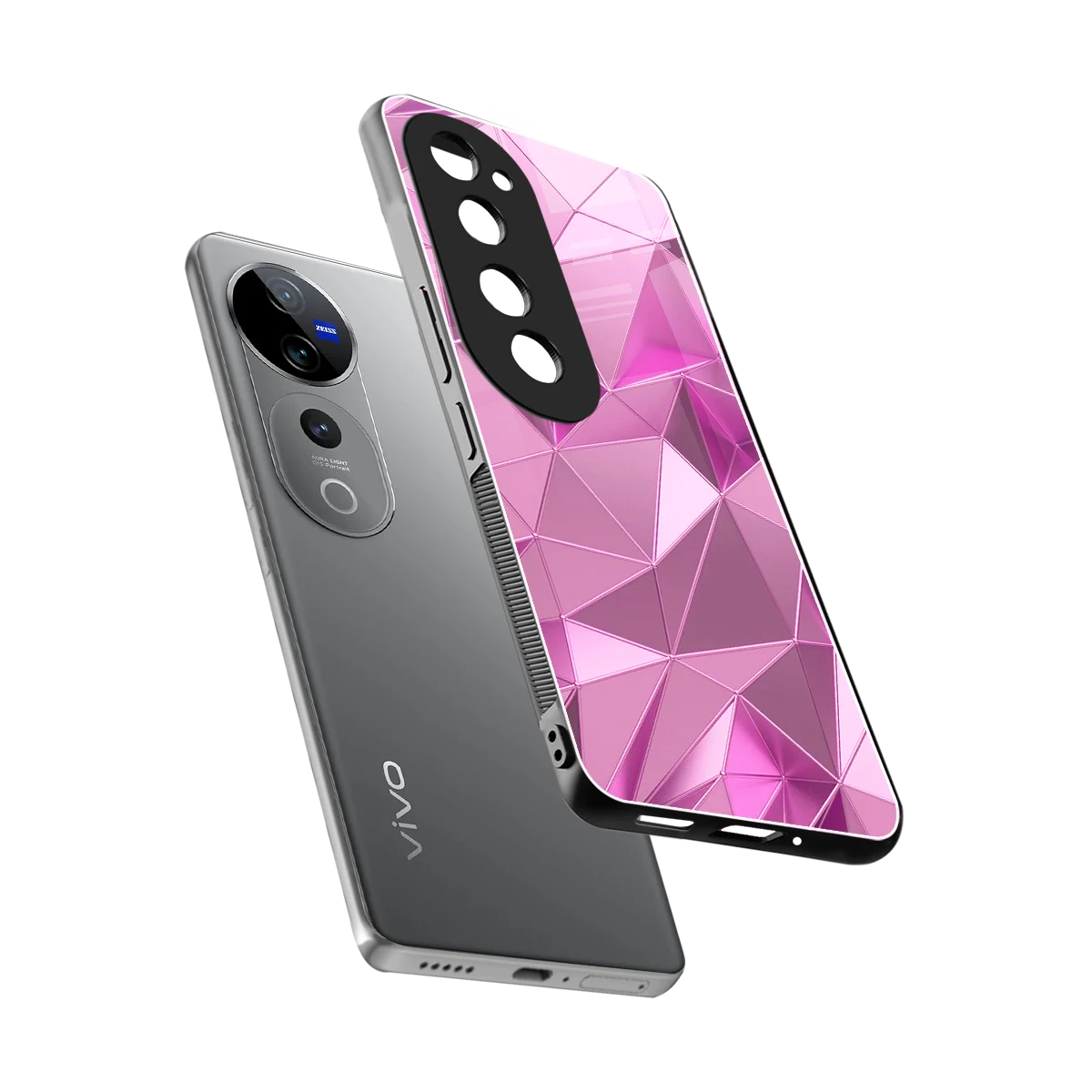 Blush Mosaic sleek vivo v40 pro cover with tempered glass back and TPU edges