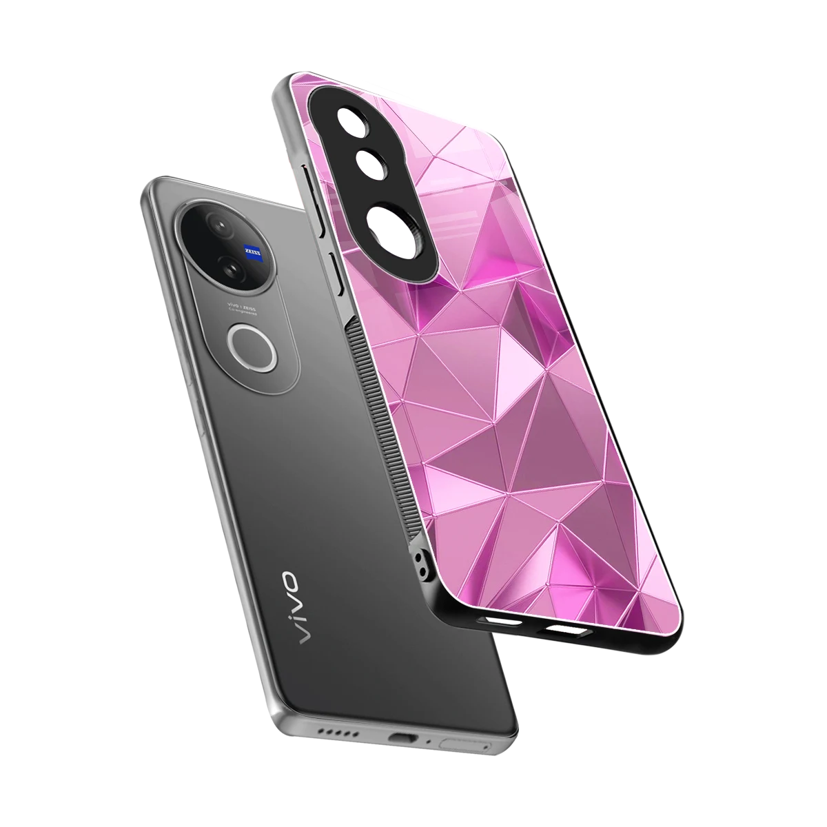 Blush Mosaic sleek vivo v50 cover with tempered glass back and TPU edges
