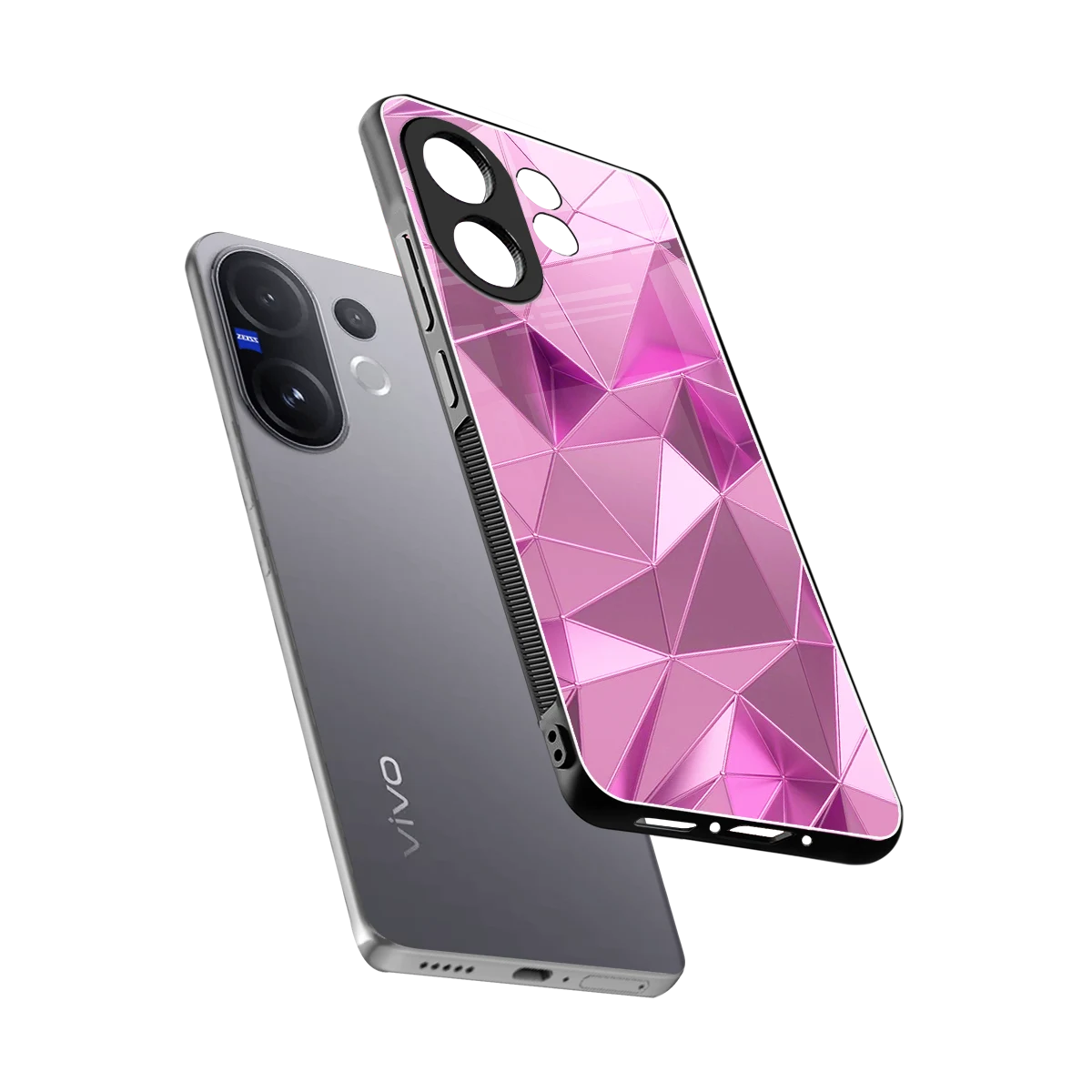 Blush Mosaic sleek vivo v60 cover with tempered glass back and TPU edges