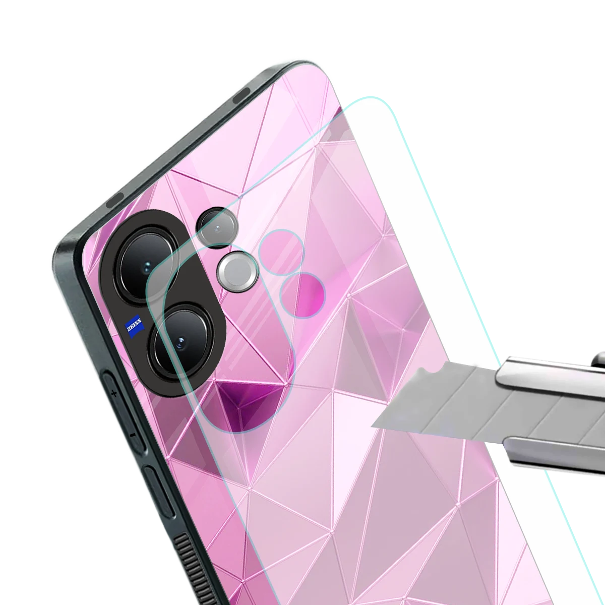 Blush Mosaic stylish phone case for vivo v60 | glossy glass and slim fit