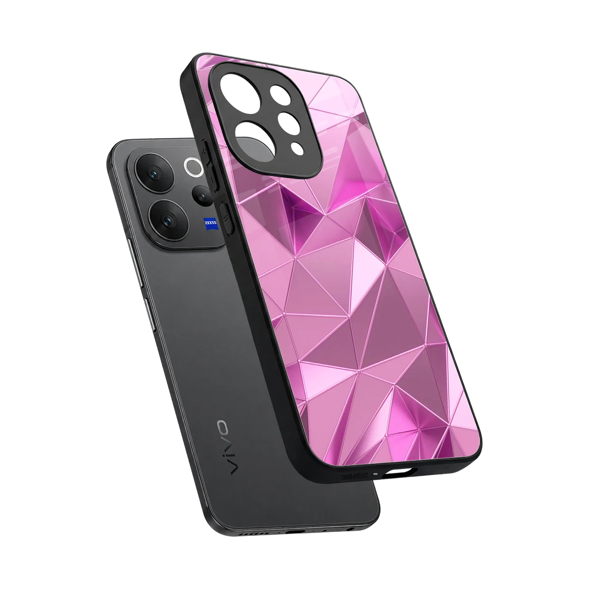 Blush Mosaic sleek vivo v70 elite cover with tempered glass back and TPU edges