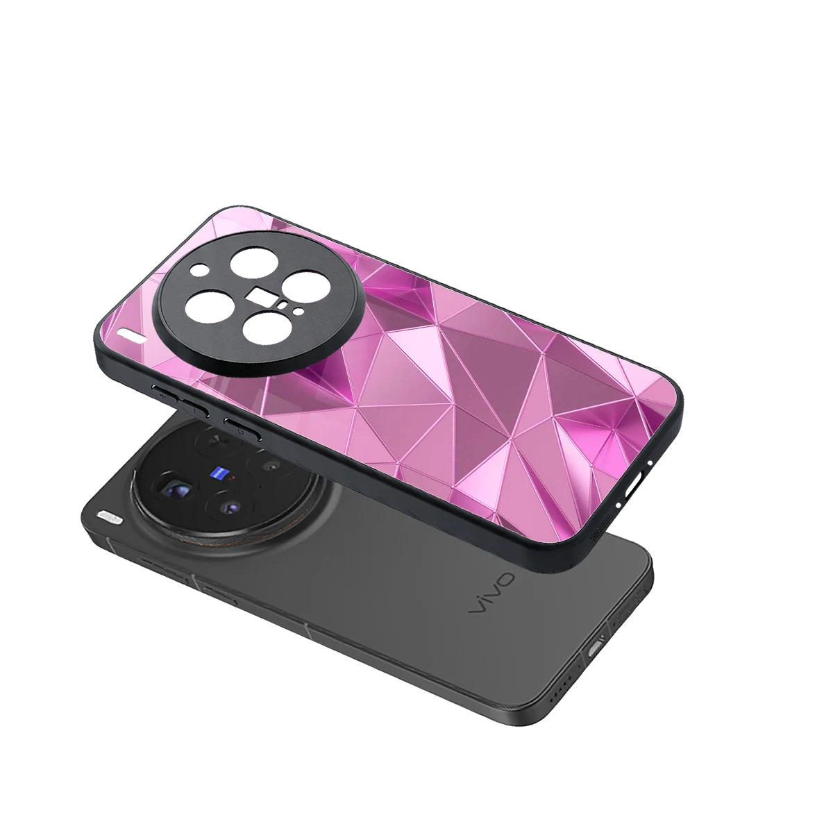 Blush Mosaic sleek vivo x300 pro cover with tempered glass back and TPU edges