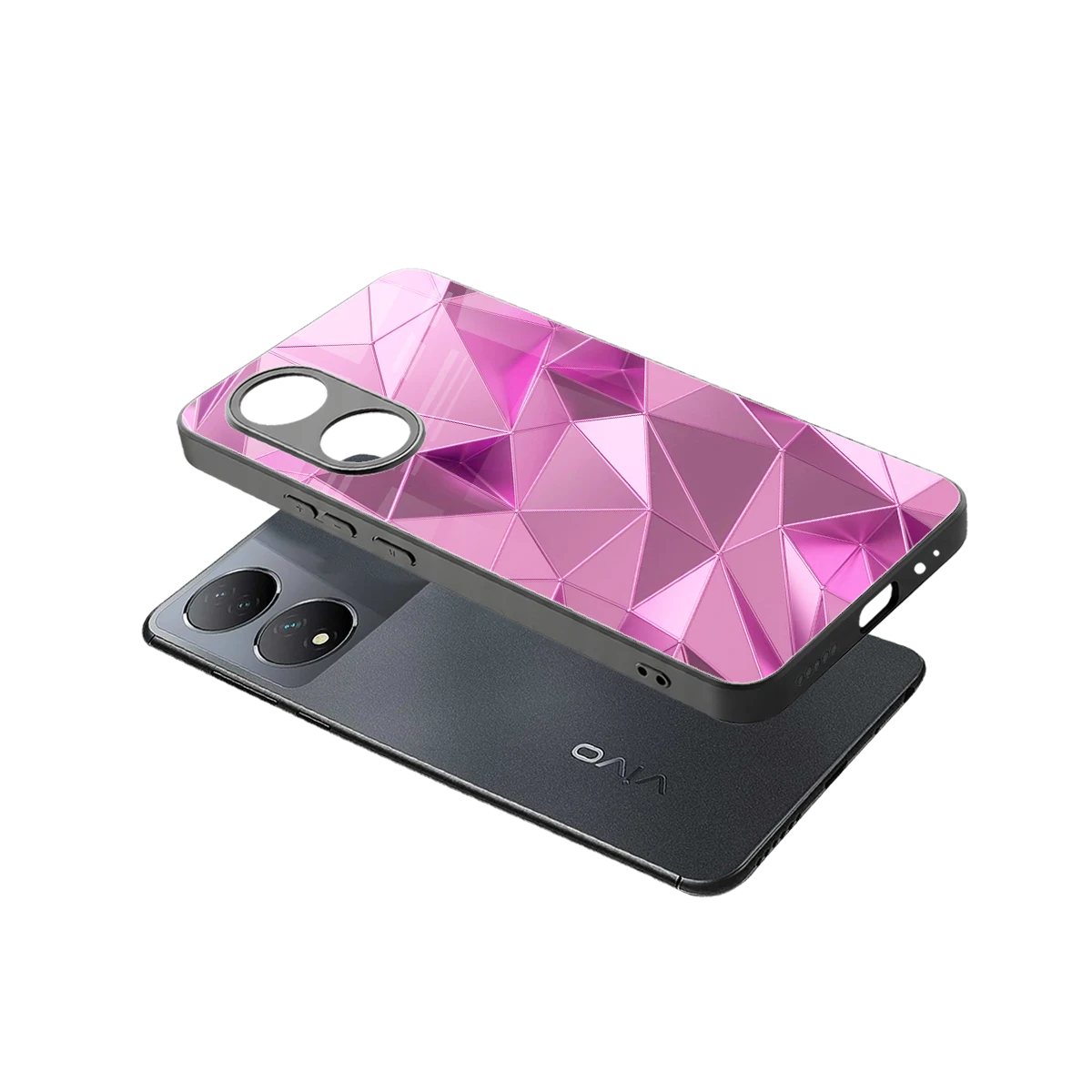 Blush Mosaic sleek Vivo-y100 cover with tempered glass back and TPU edges