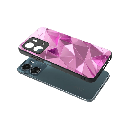Blush Mosaic sleek vivo y16 cover with tempered glass back and TPU edges