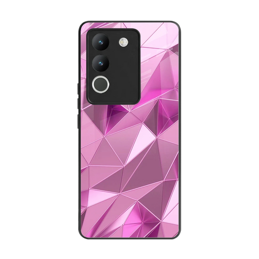 Blush Mosaic back phone cover | glass case for vivo y200 5g