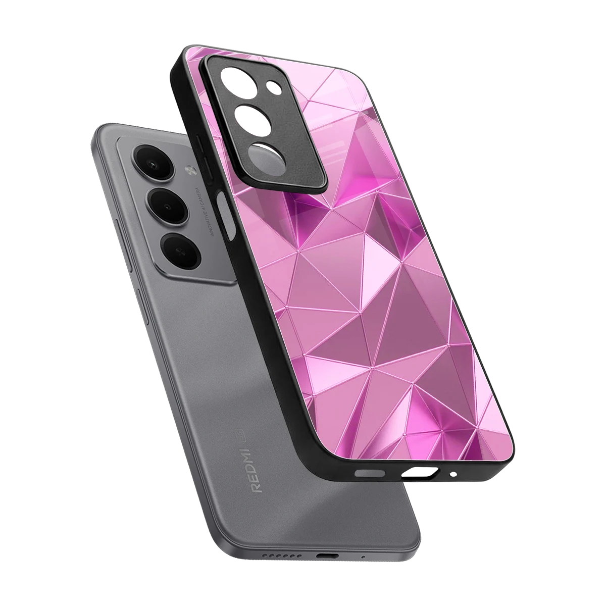 Blush Mosaic sleek redmi 15 5g cover with tempered glass back and TPU edges
