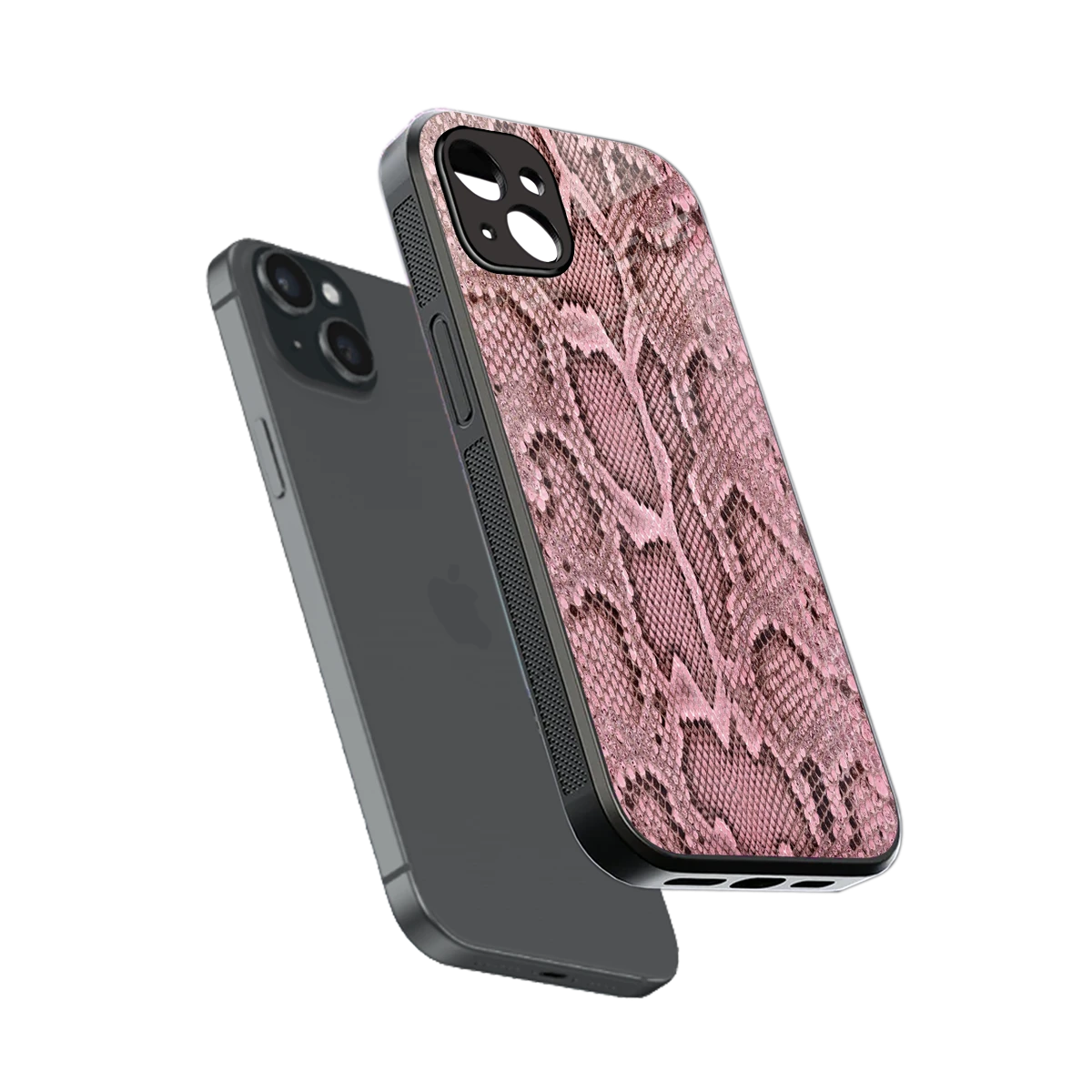 Blush Snake sleek iphone 15 plus cover with tempered glass back and TPU edges