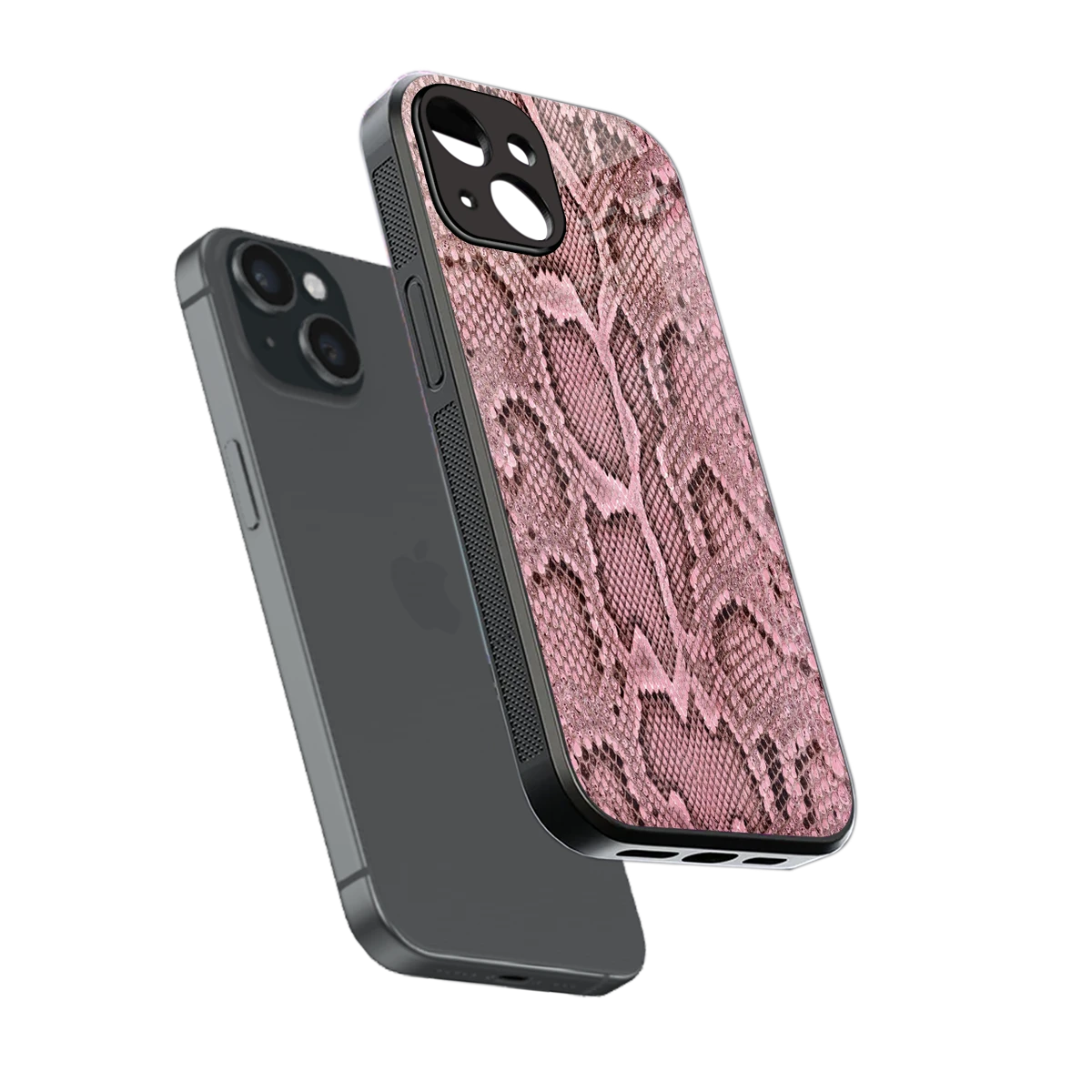 Blush Snake sleek iphone 15 cover with tempered glass back and TPU edges