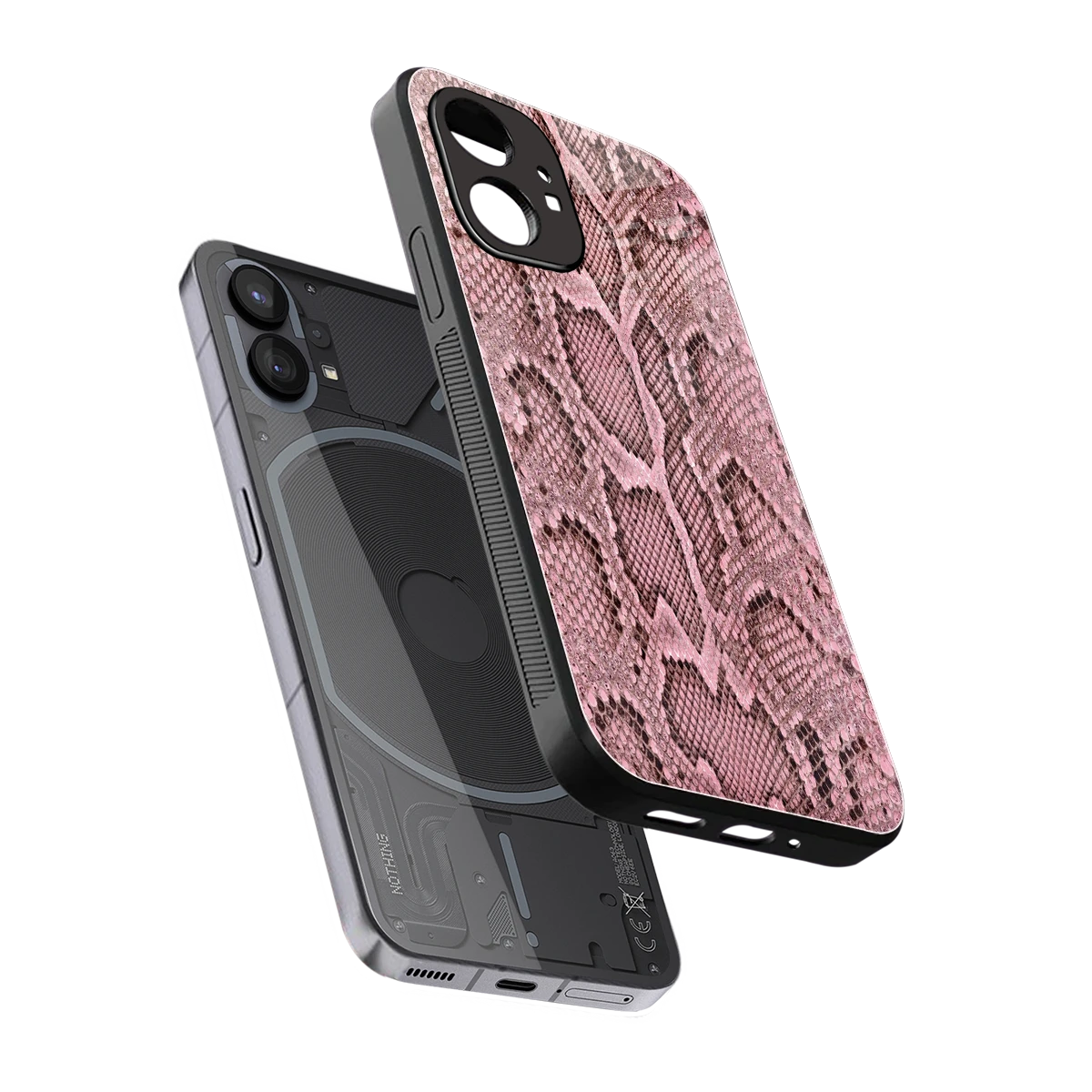 Blush Snake sleek nothing phone 1 cover with tempered glass back and TPU edges