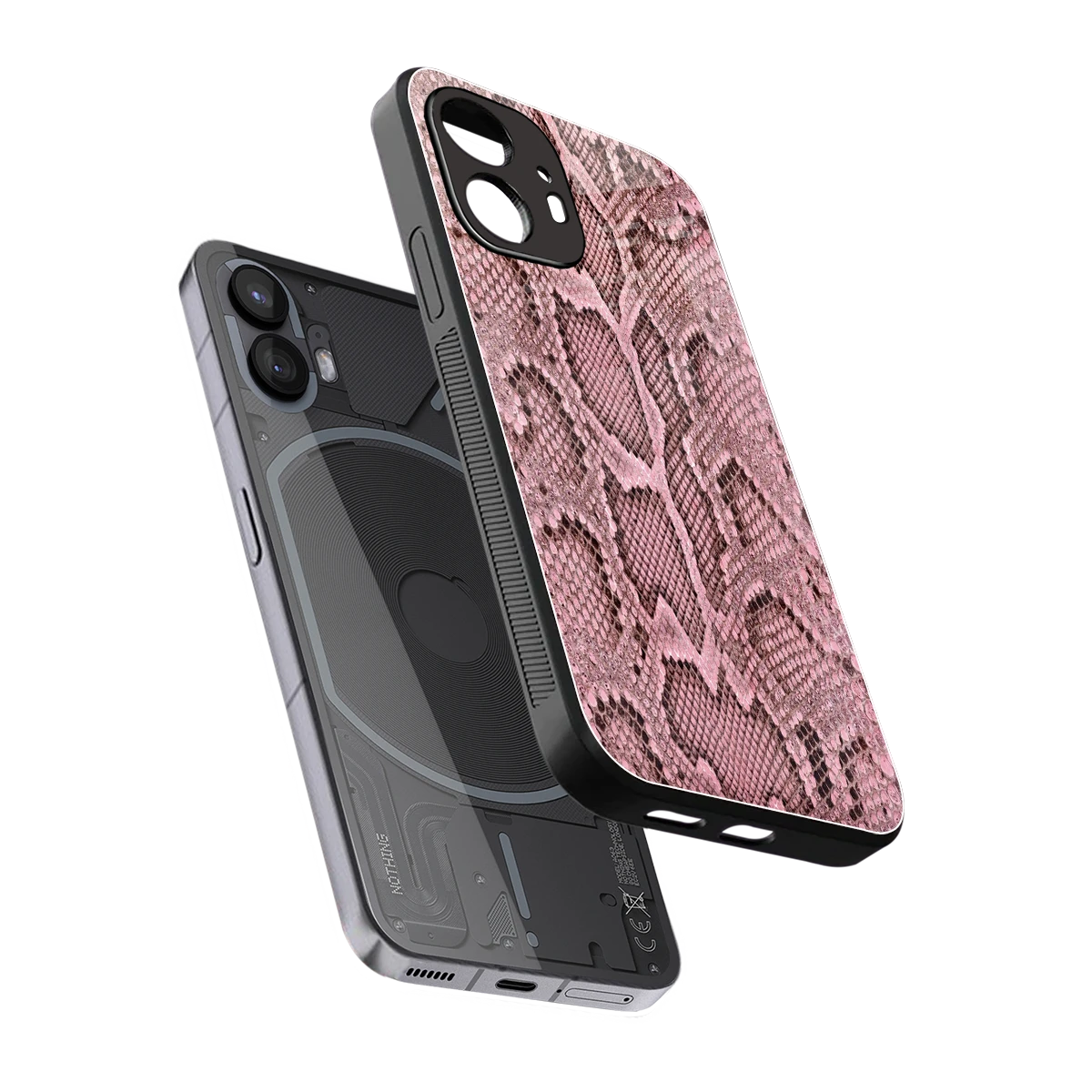 Blush Snake sleek nothing phone 2 cover with tempered glass back and TPU edges
