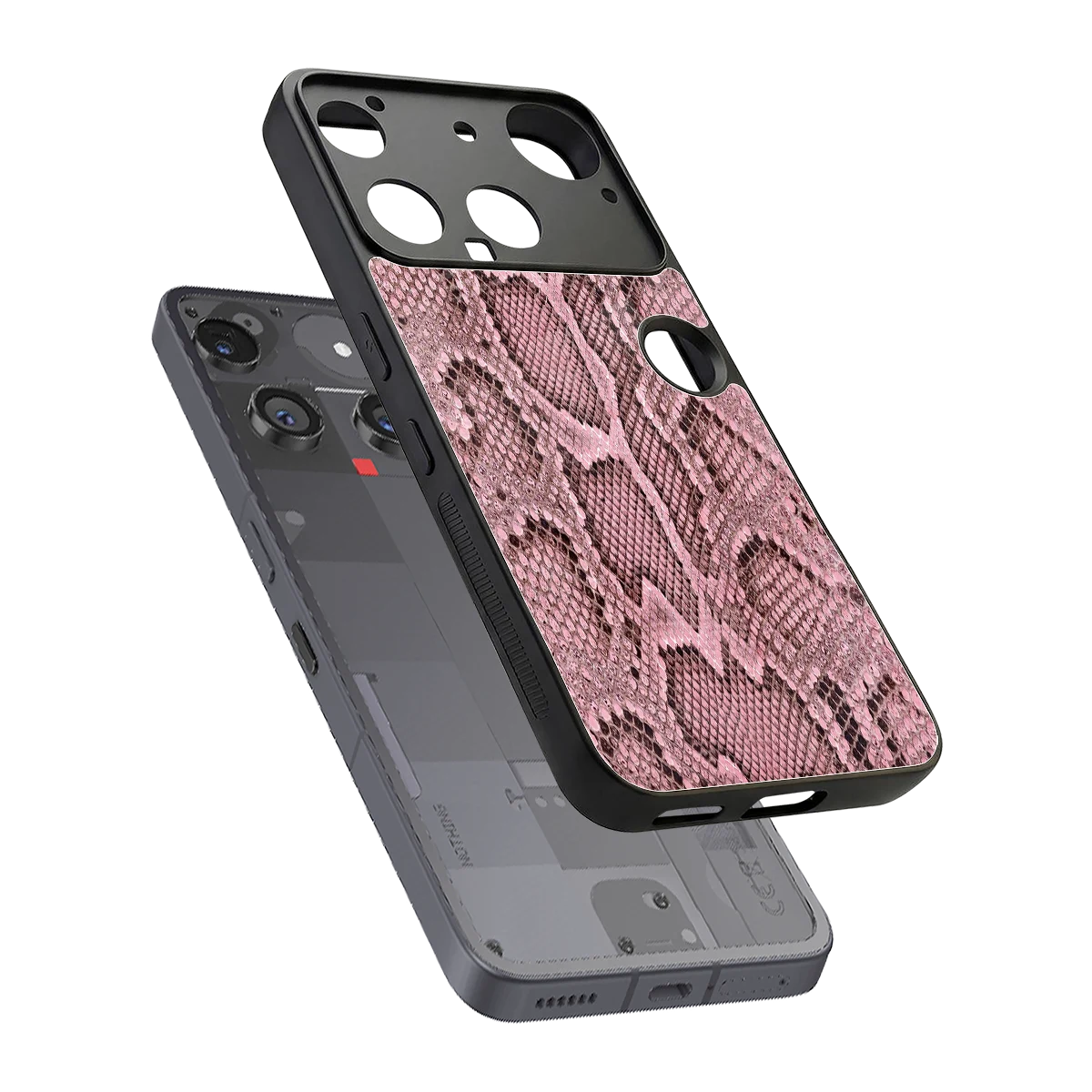 Blush Snake sleek nothing phone 3 cover with tempered glass back and TPU edges