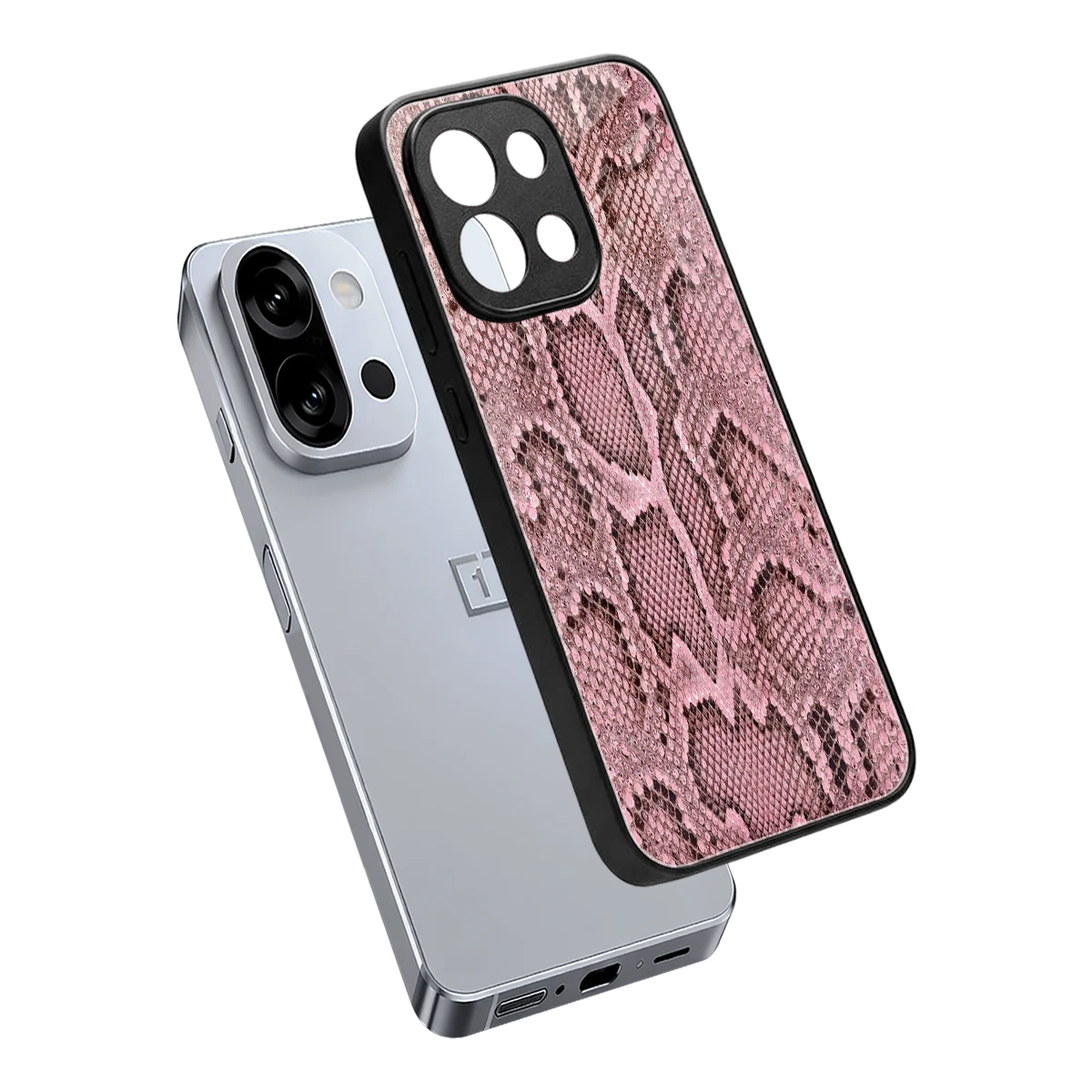 Blush Snake sleek oneplus 13s cover with tempered glass back and TPU edges