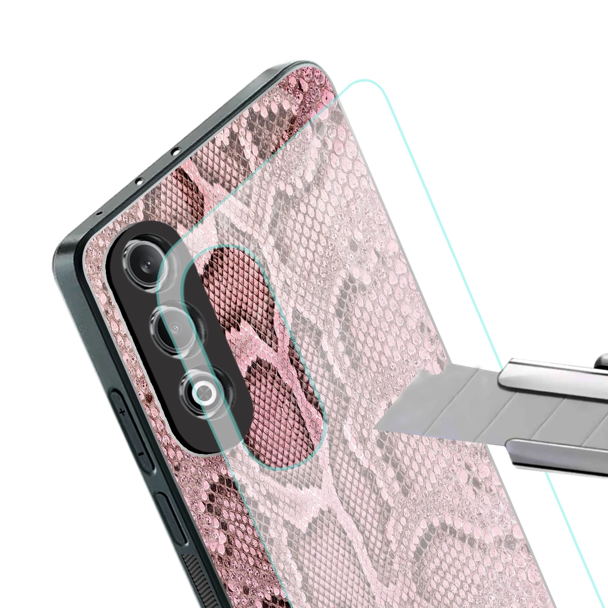 Blush Snake stylish phone case for oneplus nord ce 4 | glossy glass and slim fit