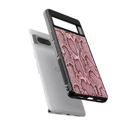 Blush Snake sleek google pixel 7a cover with tempered glass back and TPU edges
