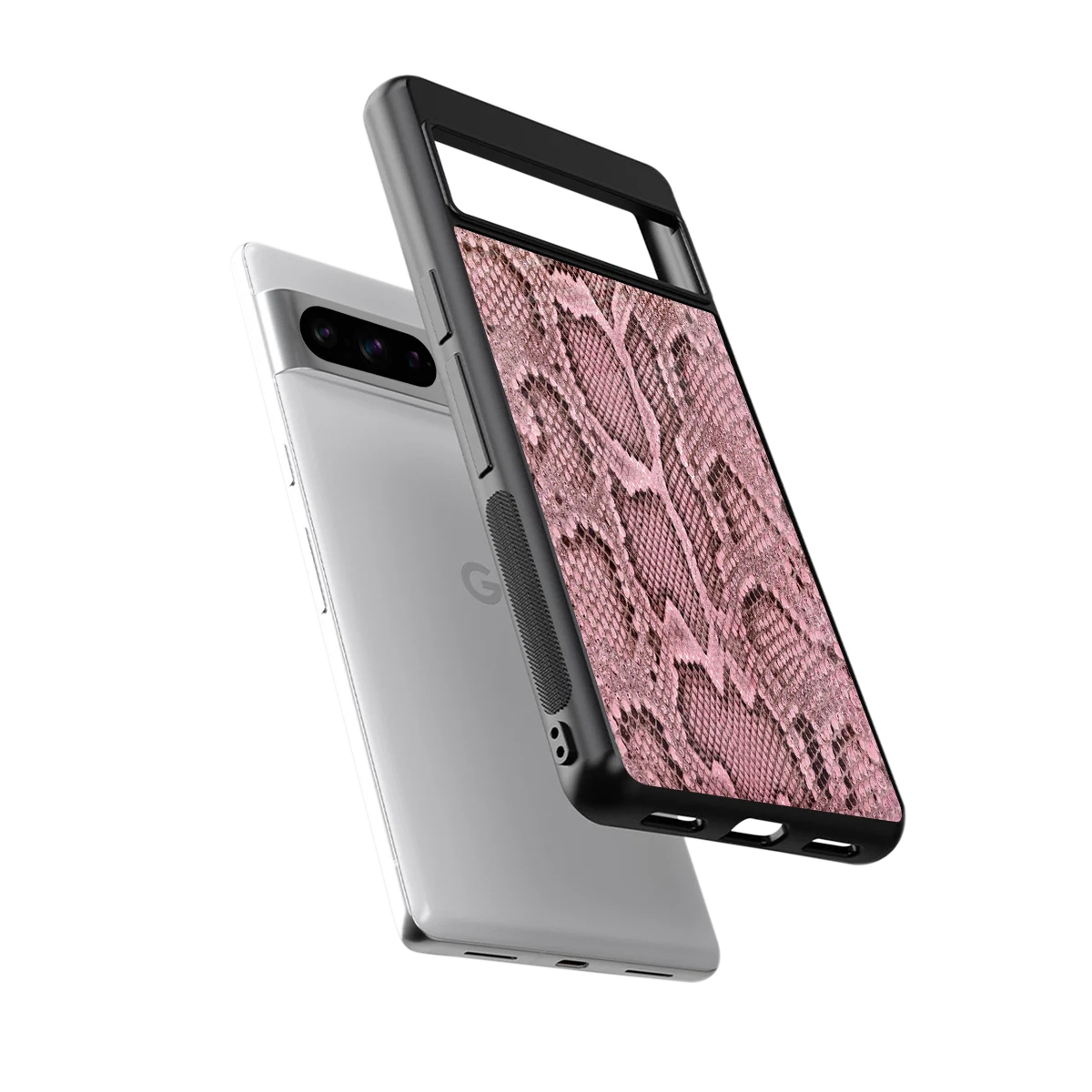 Blush Snake sleek google pixel 8 pro cover with tempered glass back and TPU edges