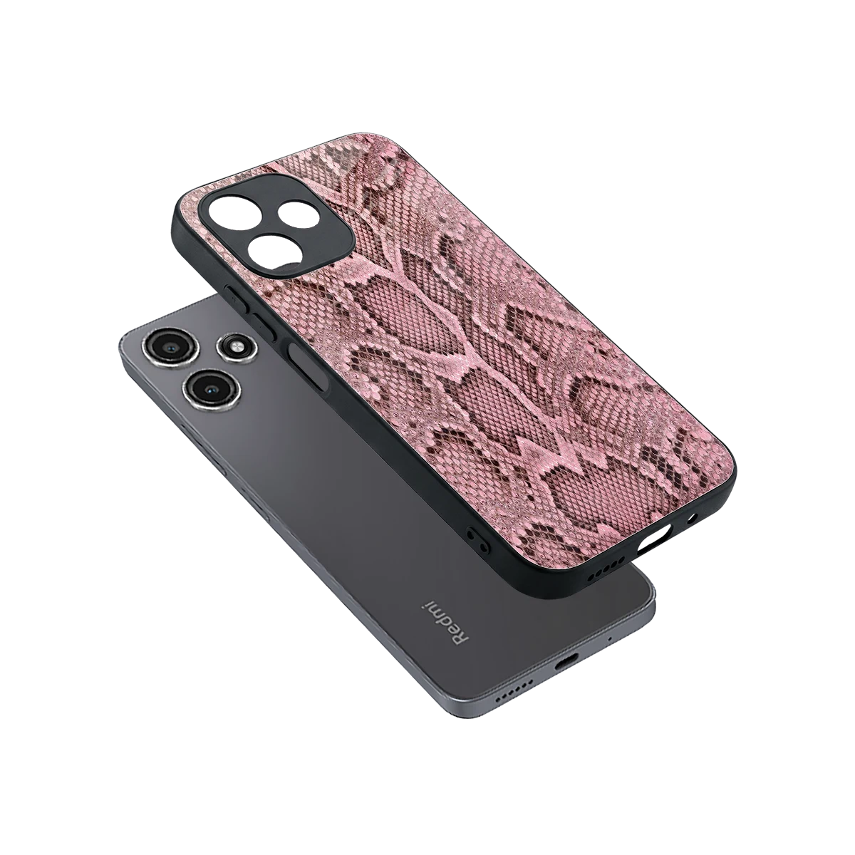 Blush Snake sleek redmi 12 5g cover with tempered glass back and TPU edges