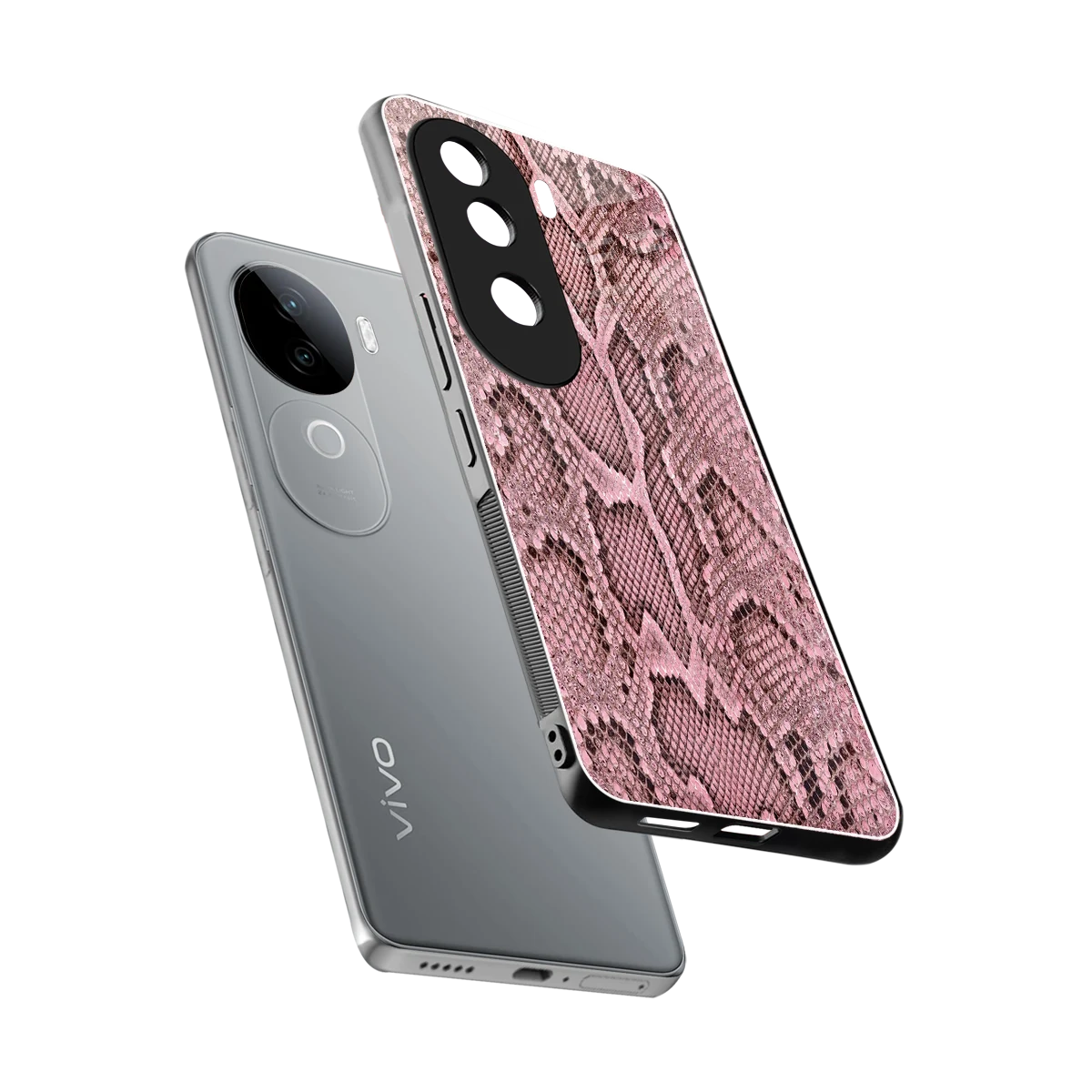 Blush Snake sleek vivo v40e cover with tempered glass back and TPU edges