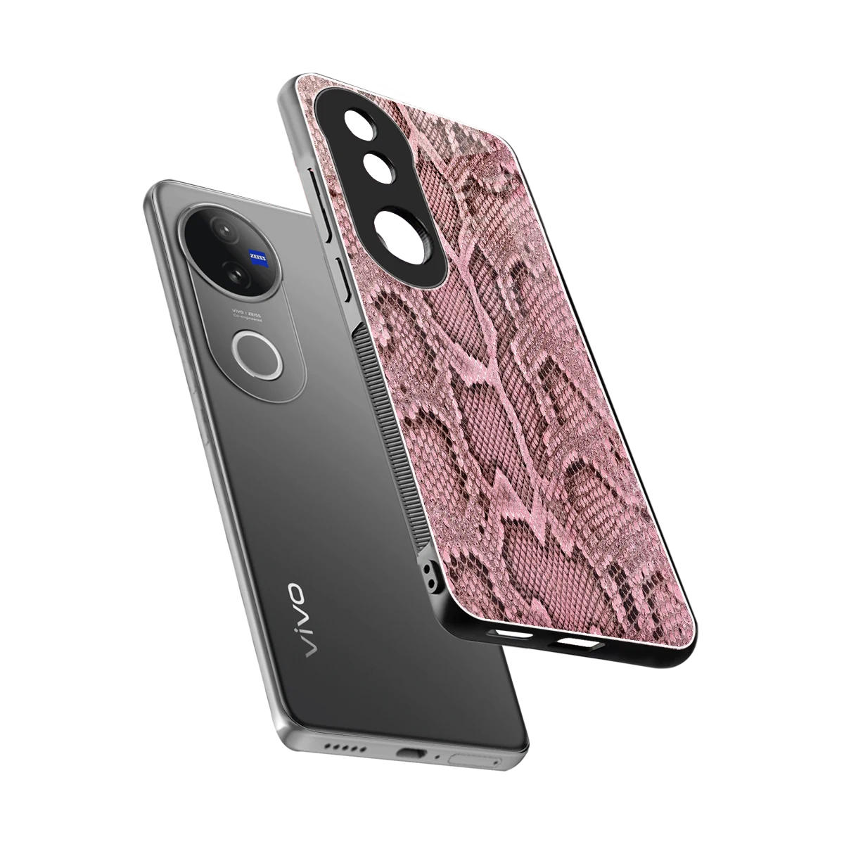 Blush Snake sleek vivo v50 cover with tempered glass back and TPU edges