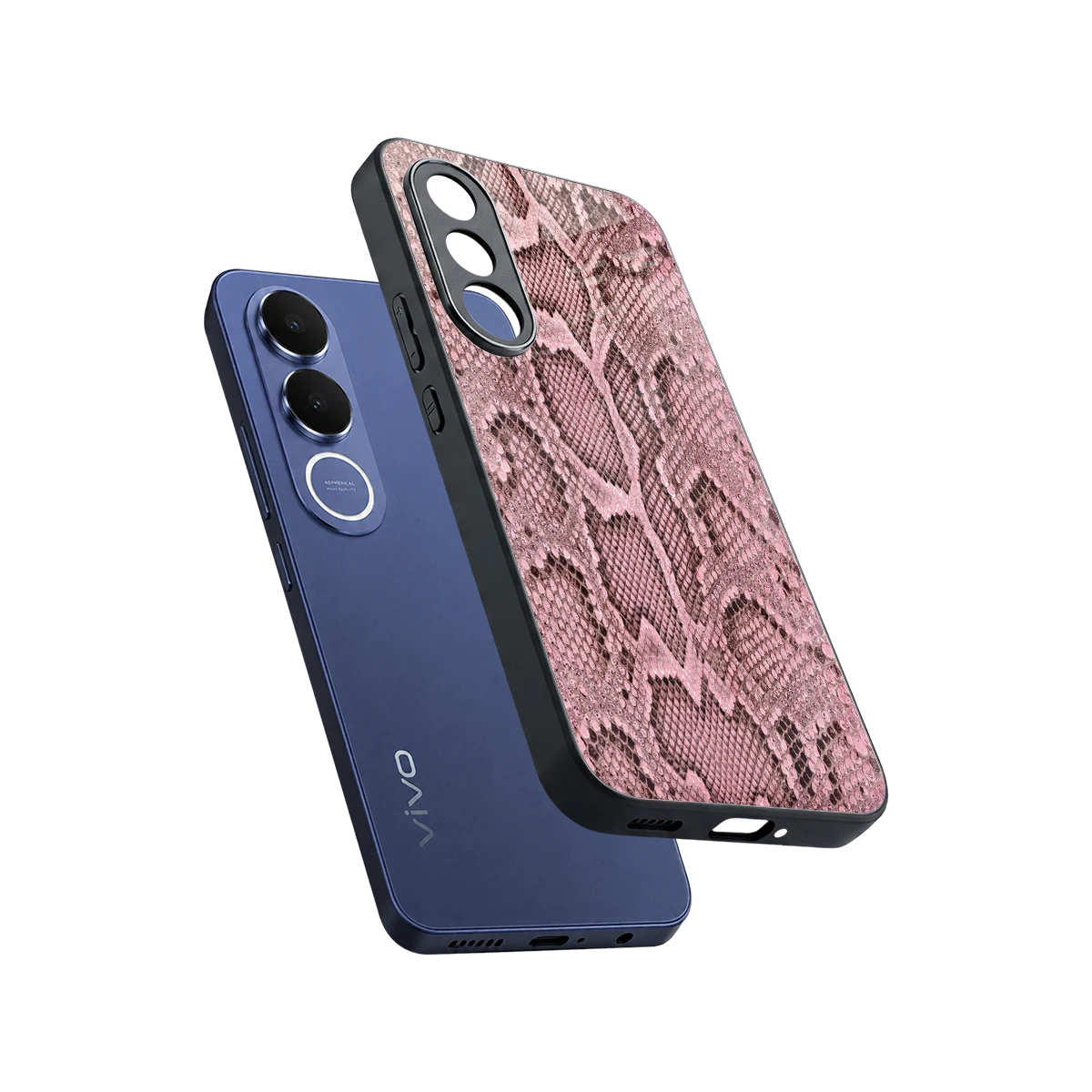 Blush Snake sleek vivo v70 fe cover with tempered glass back and TPU edges