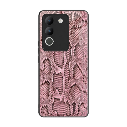 Blush Snake back phone cover | glass case for vivo y200 5g