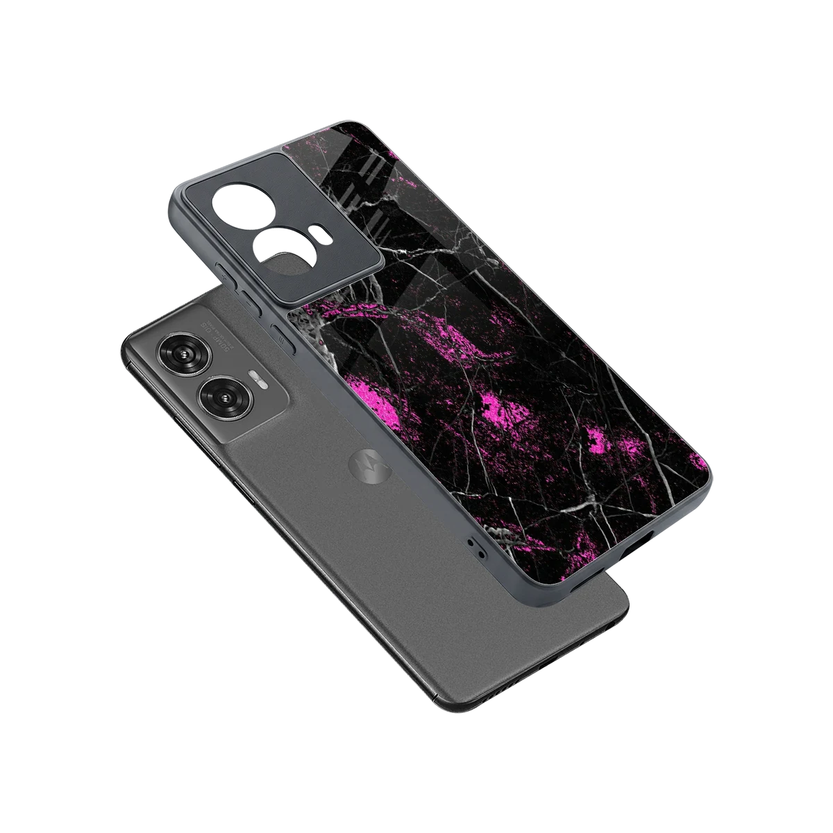 Blushstone sleek motorola edge 50 fusion cover with tempered glass back and TPU edges