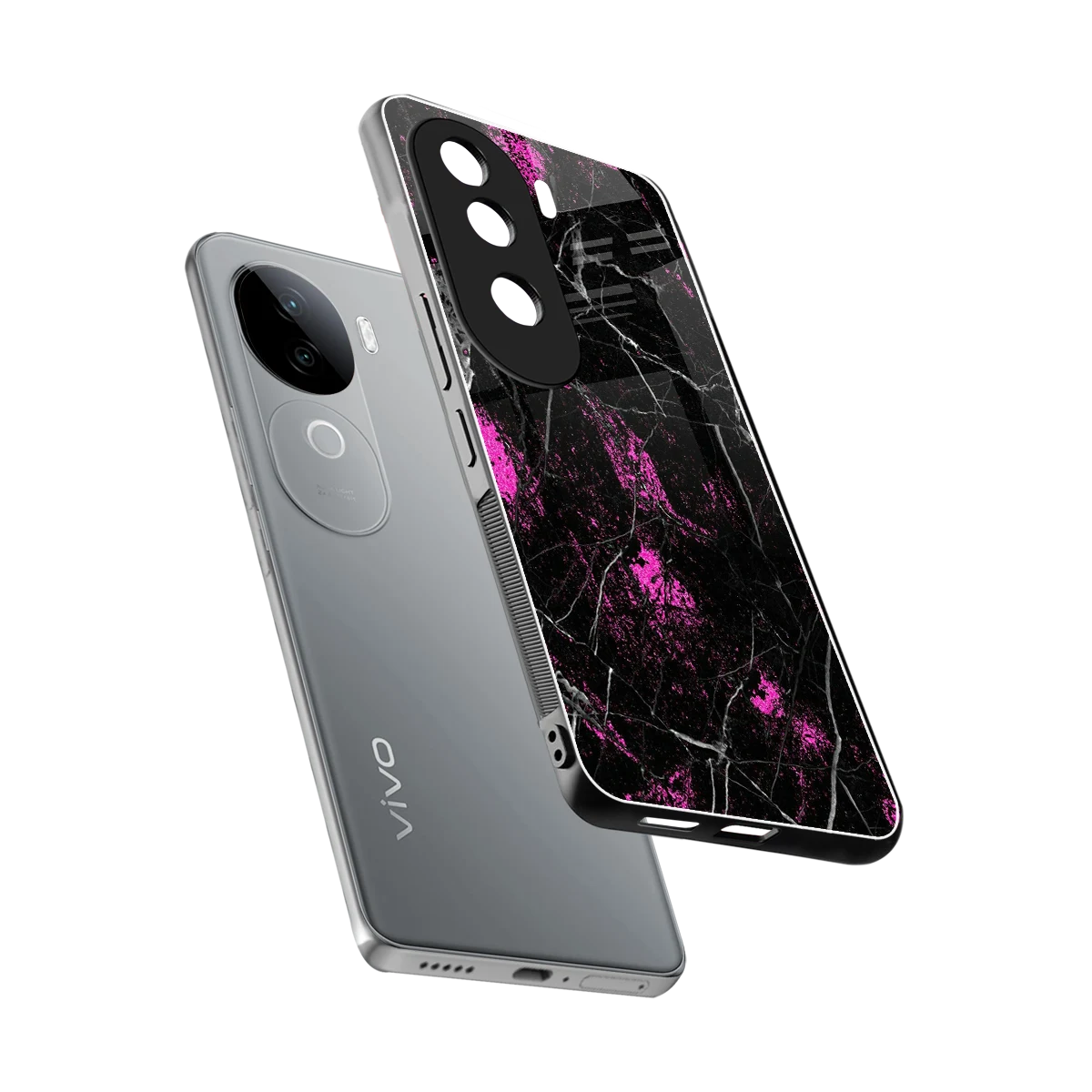 Blushstone sleek vivo v40e cover with tempered glass back and TPU edges