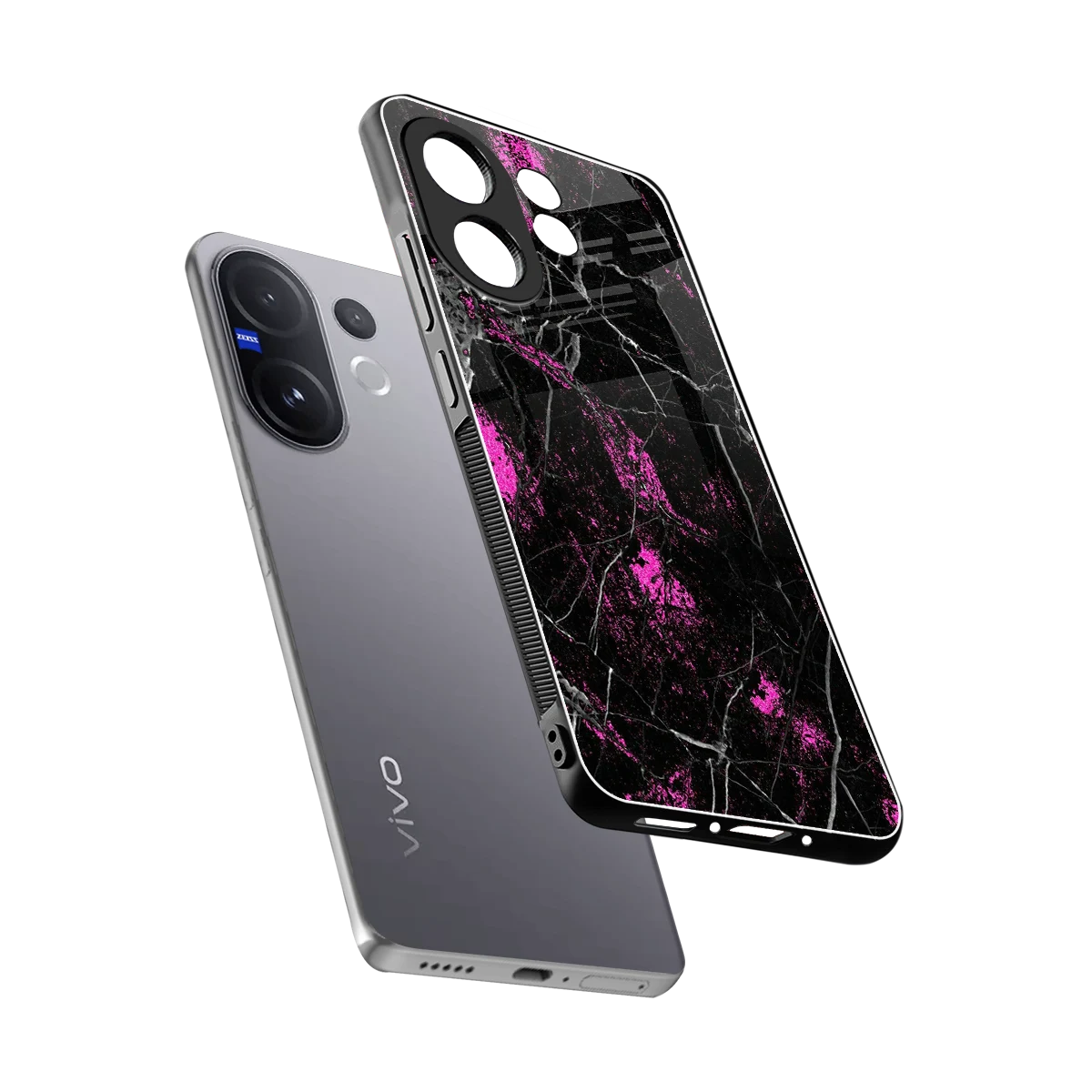 Blushstone sleek vivo v60 cover with tempered glass back and TPU edges