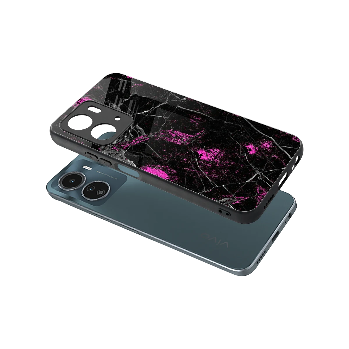 Blushstone sleek vivo y16 cover with tempered glass back and TPU edges