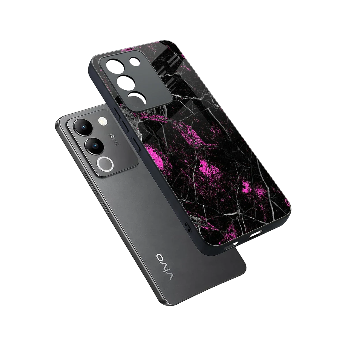 Blushstone sleek vivo y200 5g cover with tempered glass back and TPU edges