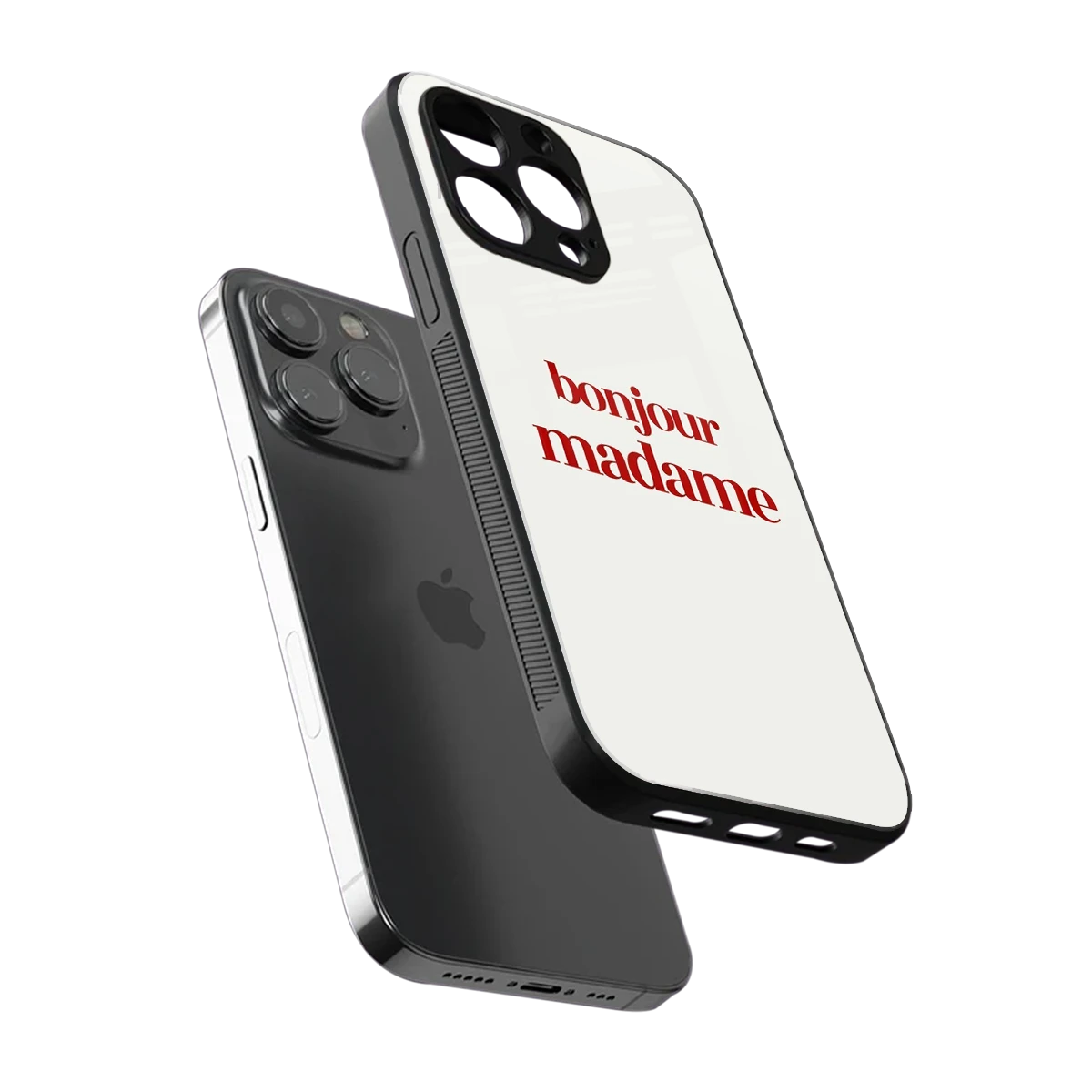 Bonjour Madame sleek iphone 13 pro cover with tempered glass back and TPU edges