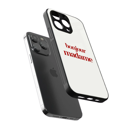 Bonjour Madame sleek iphone 13 pro cover with tempered glass back and TPU edges