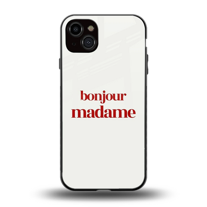 Bonjour Madame back phone cover | glass case for iphone 15 plus