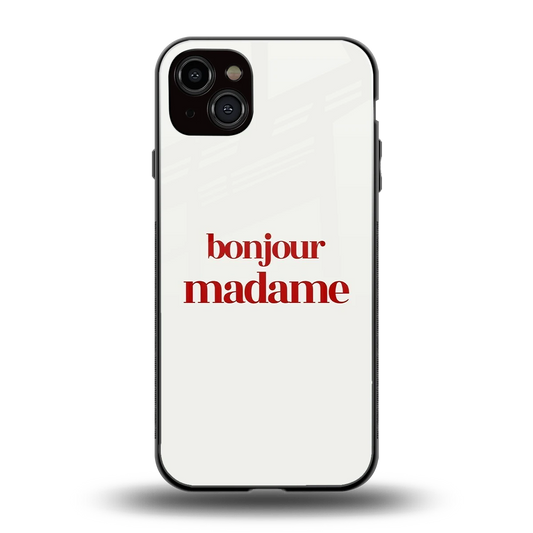 Bonjour Madame back phone cover | glass case for iphone 15 plus